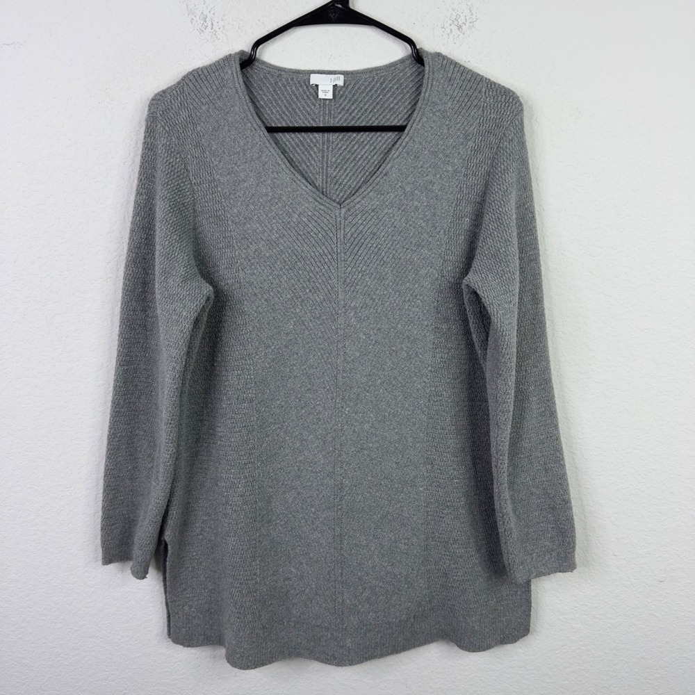 J.Jill Sweater Womens M Gray Knit Textured Minimalist Quiet Luxury Capsule Boho